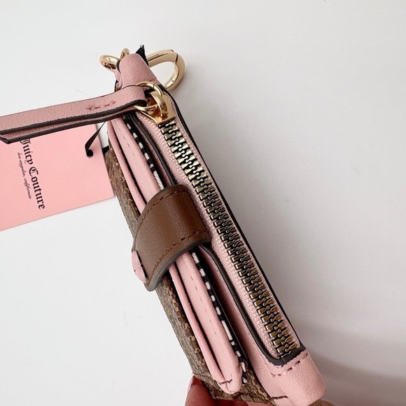 JUICY COUTURE Spring Fling Tab Chestnut and Pink Elongated Card Case New - Picture 3 of 3